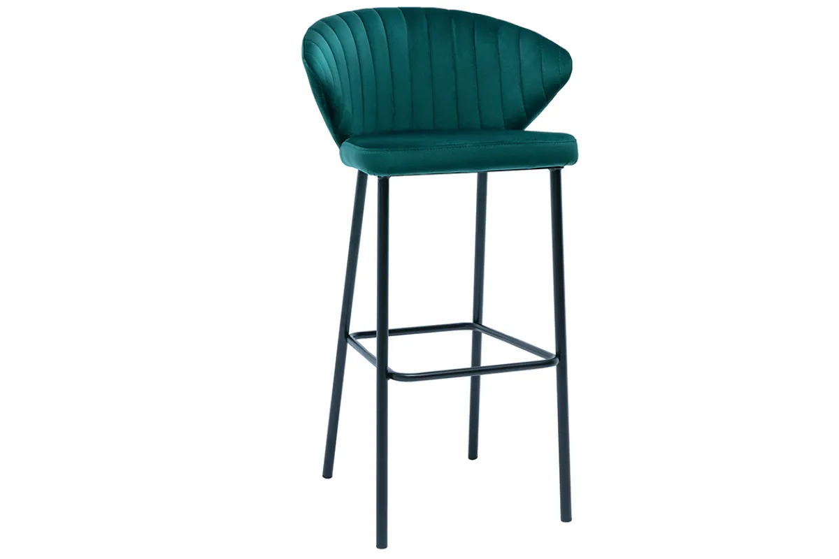 Miliboo Design-Barhocker Samt Petrolblau 78 cm DALLY* Barhocker
