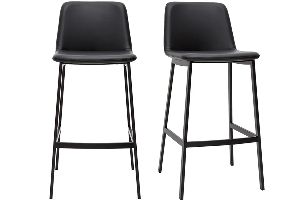 Miliboo Design-Barhocker schwarz H75 cm (2er-Set) ARSENE* Barhocker