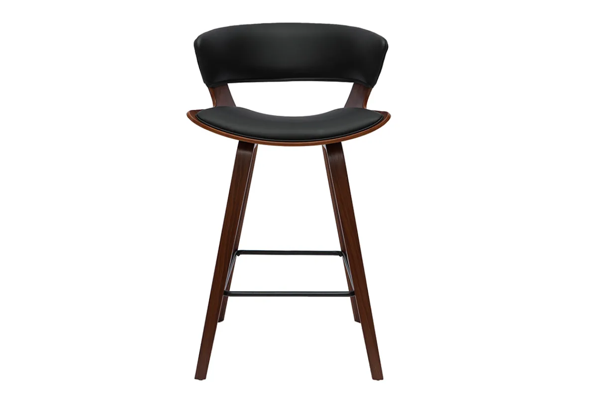 Miliboo Design-Barhocker schwarz mit dunklem Holz H 65 cm (2er-Set) SYRAH* Barhocker