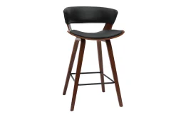 Miliboo Design-Barhocker schwarz mit dunklem Holz H 65 cm (2er-Set) SYRAH* Barhocker