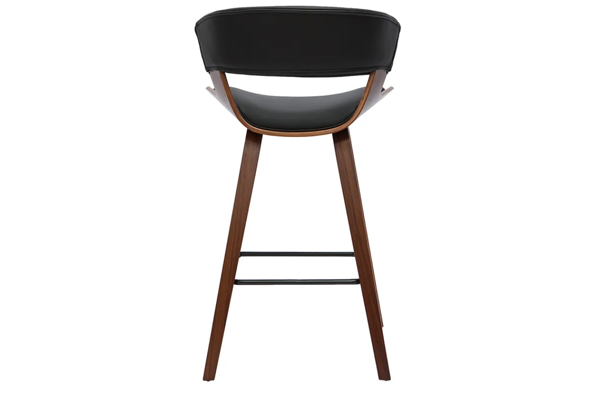 Miliboo Design-Barhocker schwarz mit dunklem Holz H 65 cm (2er-Set) SYRAH* Barhocker