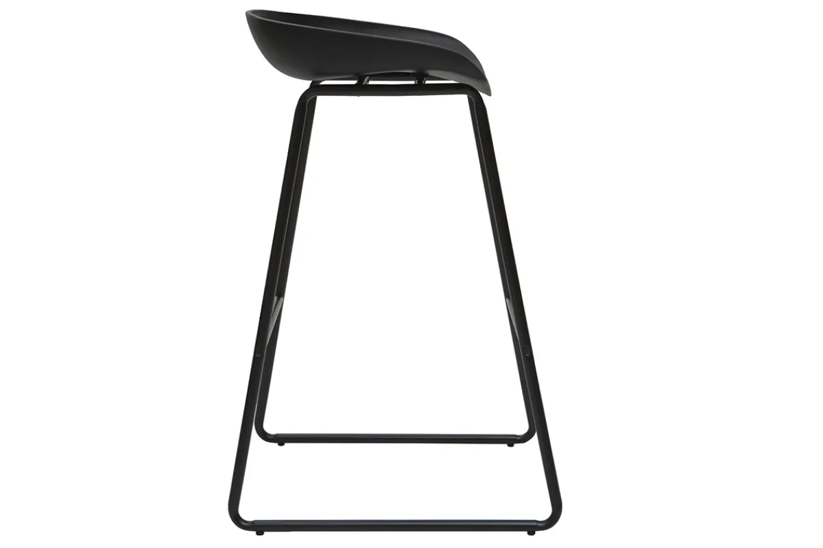 Miliboo Design-Barhocker Schwarz mit Metallbeinen (2 Stk.) PEBBLE* Barhocker