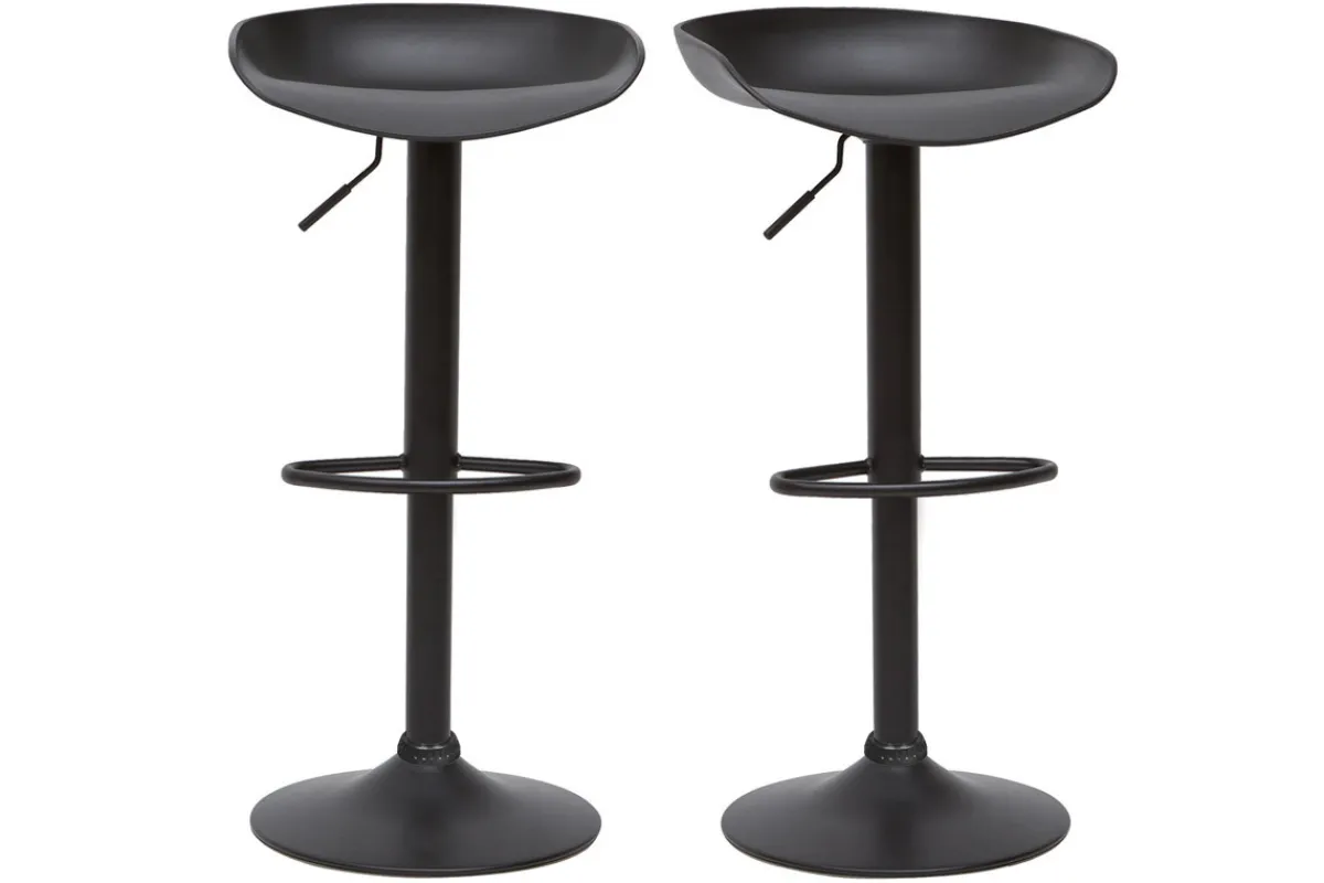Miliboo Design-Barhocker Schwarz mit Metallbeinen (2 Stk.) PEBBLE* Barhocker