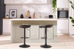 Miliboo Design-Barhocker Schwarz mit Metallbeinen (2 Stk.) PEBBLE* Barhocker