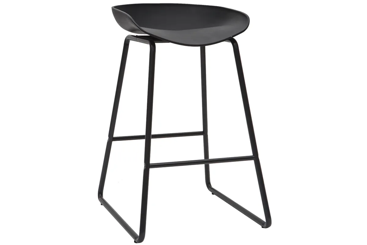 Miliboo Design-Barhocker Schwarz mit Metallbeinen (2 Stk.) PEBBLE* Barhocker