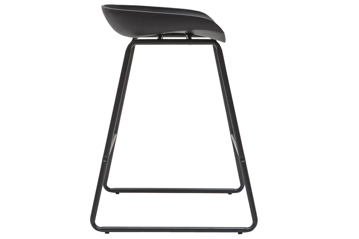 Miliboo Design-Barhocker Schwarz mit Metallbeinen (2 Stk.) PEBBLE* Barhocker