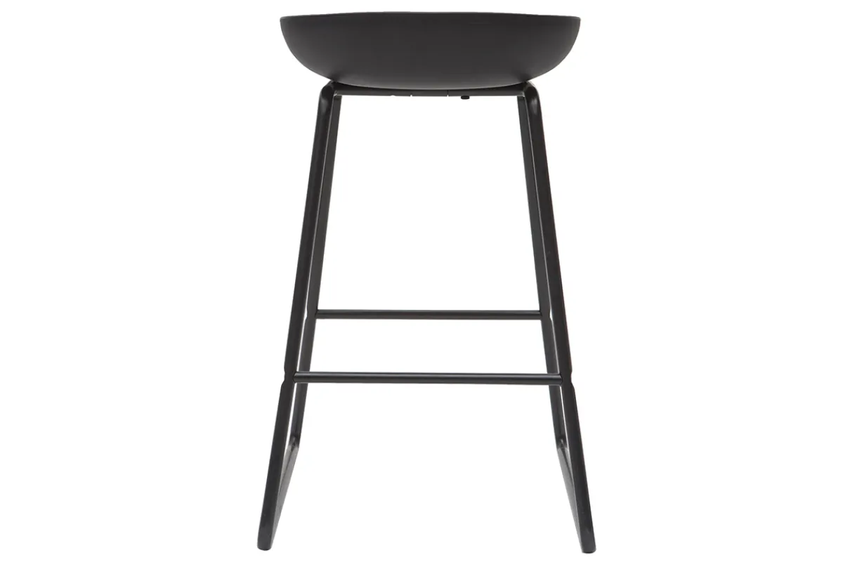 Miliboo Design-Barhocker Schwarz mit Metallbeinen (2 Stk.) PEBBLE* Barhocker