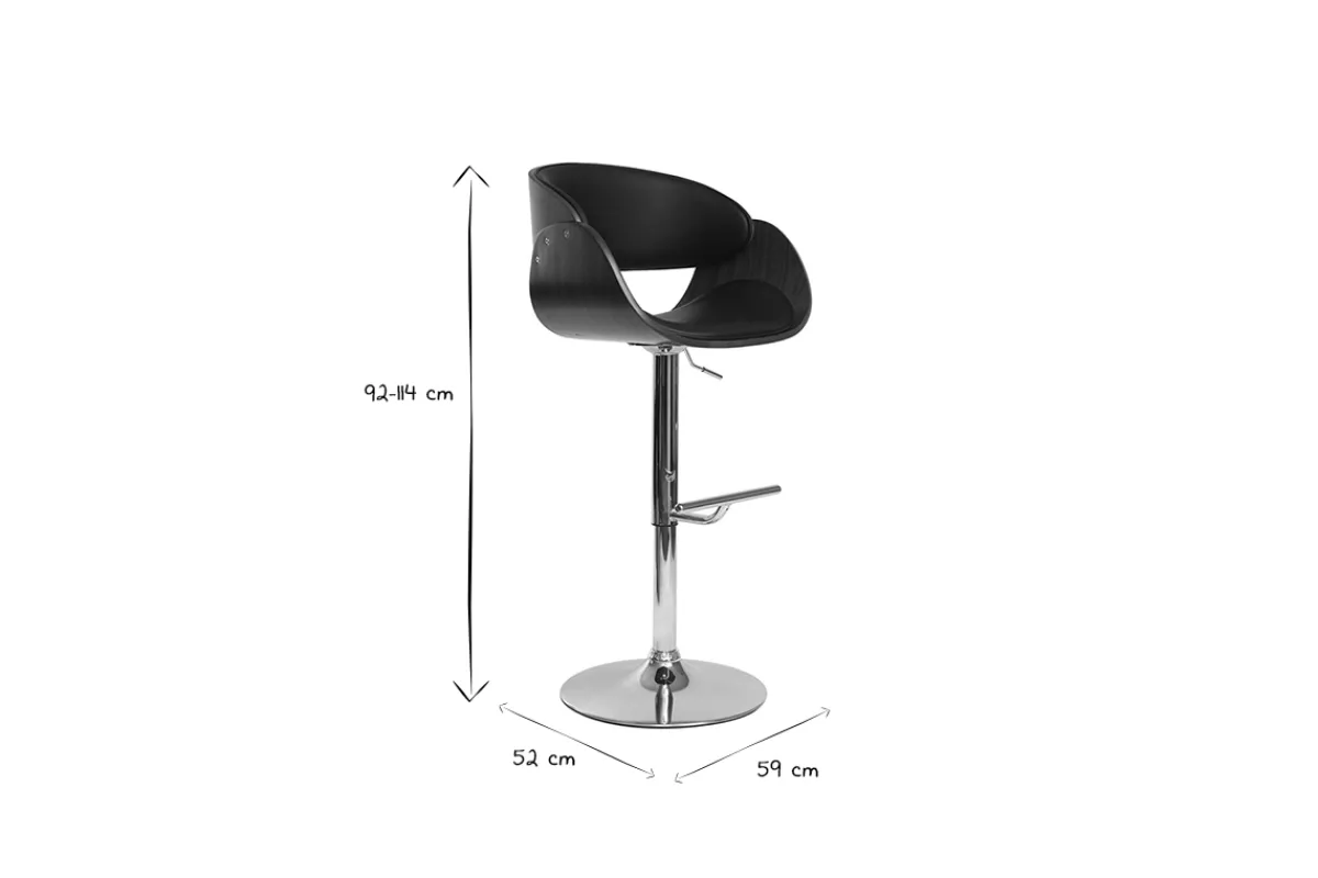 Miliboo Design-Barhocker Schwarz und Holz DIOS* Barhocker