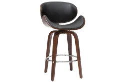 Miliboo Design-Barhocker Schwarz und dunkles Holz 65 cm WALNUT* Barhocker