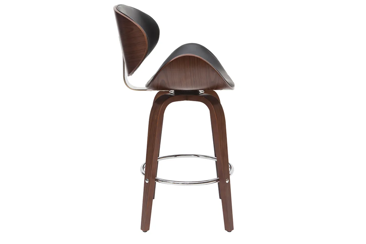 Miliboo Design-Barhocker Schwarz und dunkles Holz 65 cm WALNUT* Barhocker