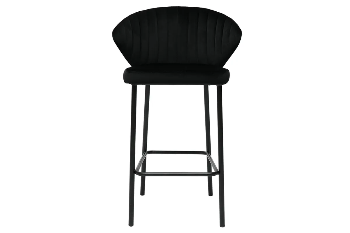 Miliboo Design-Barhocker schwarzem Samt H68 cm (2er-Set) DALLY* Barhocker