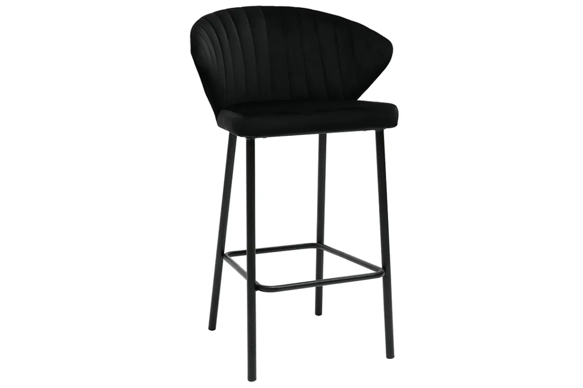 Miliboo Design-Barhocker schwarzem Samt H68 cm (2er-Set) DALLY* Barhocker