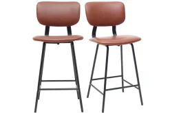 Miliboo Design-Barhocker Vintage Hellbraun mit Metallbeinen 65 cm (2 Stk.) LAB* Barhocker