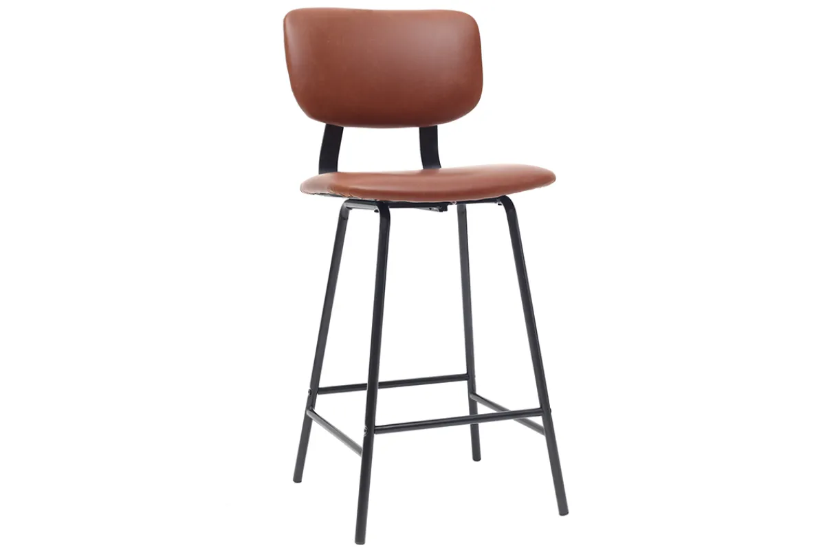 Miliboo Design-Barhocker Vintage Hellbraun mit Metallbeinen 65 cm (2 Stk.) LAB* Barhocker