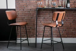 Miliboo Design-Barhocker Vintage Hellbraun mit Metallbeinen 65 cm (2 Stk.) LAB* Barhocker
