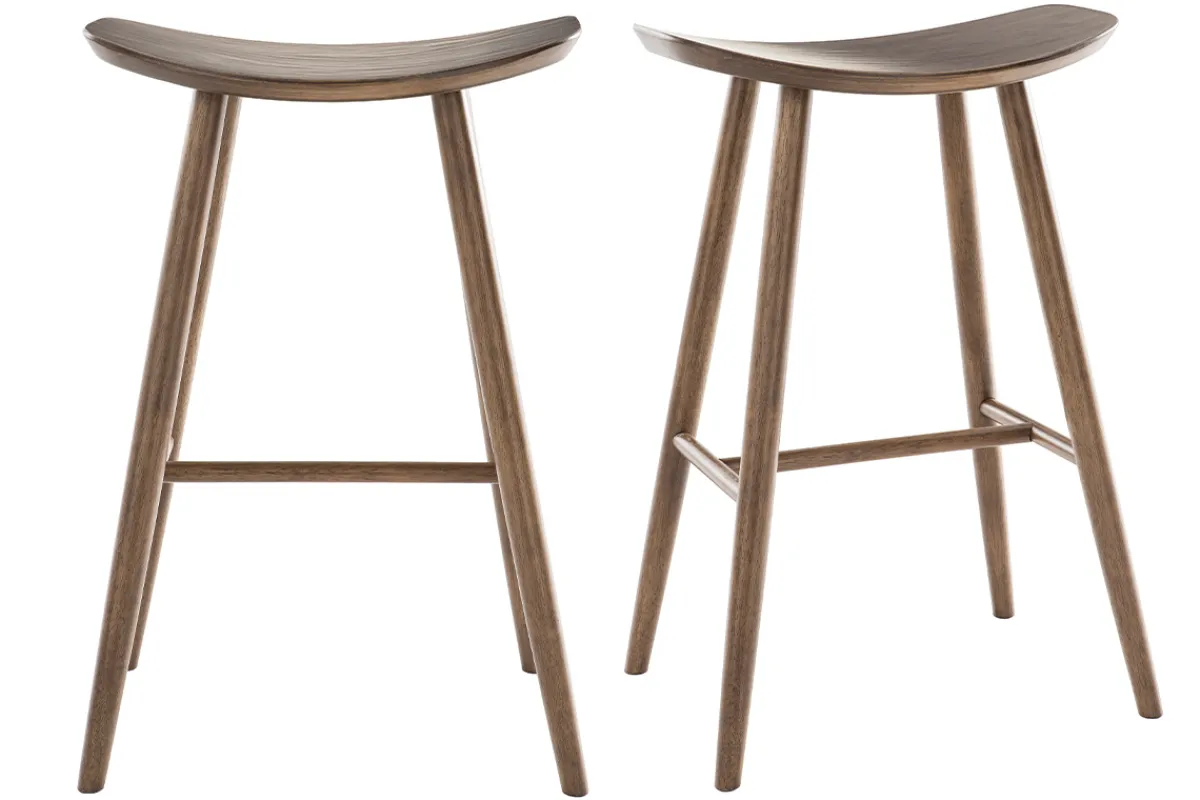Miliboo Design-Barhocker Walnuss H72 cm (2er-Set) DEMORY* Barhocker