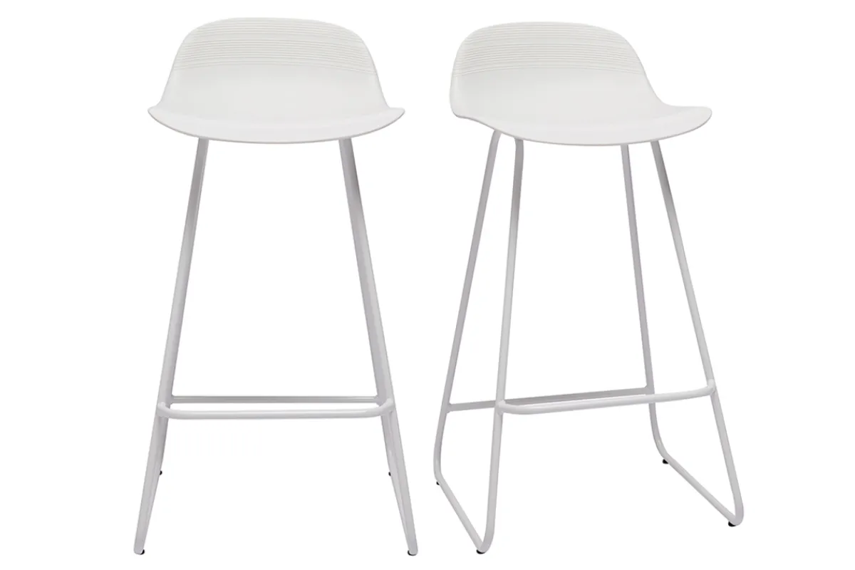Miliboo Design-Barhocker weiß H65 cm (2er-Satz) ELLA* Barhocker