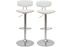 Miliboo Design-Barhocker weiß mit hellem Holz (2er-Set) VASCO* Barhocker