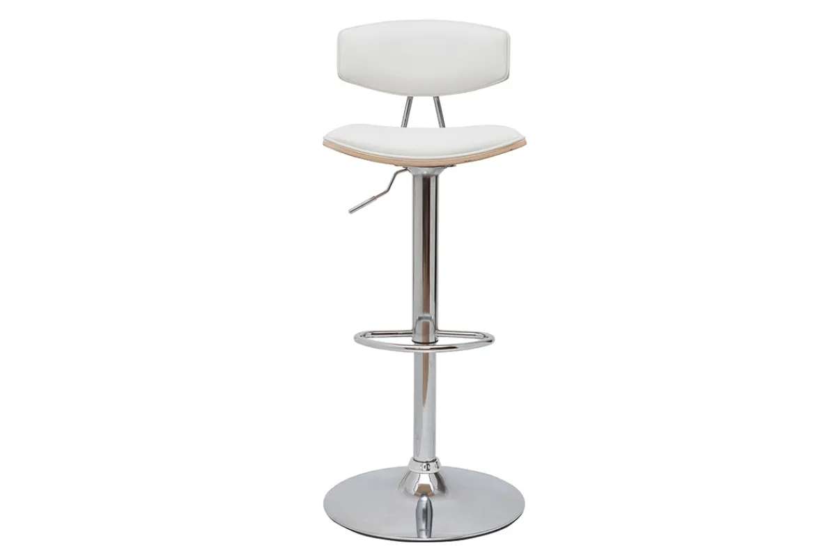 Miliboo Design-Barhocker weiß mit hellem Holz (2er-Set) VASCO* Barhocker