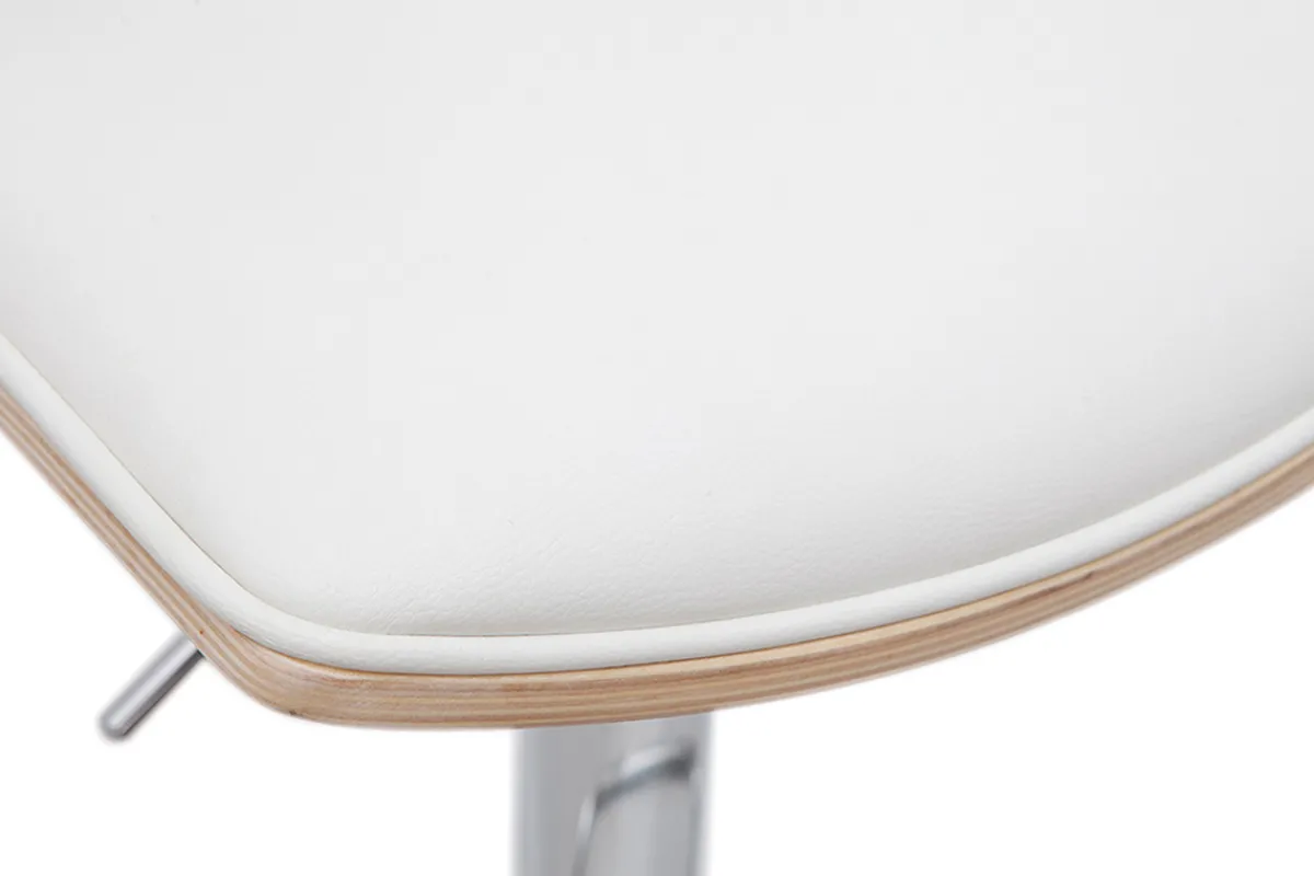 Miliboo Design-Barhocker weiß mit hellem Holz (2er-Set) VASCO* Barhocker