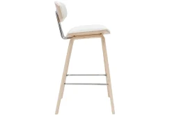 Miliboo Design-Barhocker weiß mit hellem Holz H 69 cm (Zweierset) VASCO* Barhocker