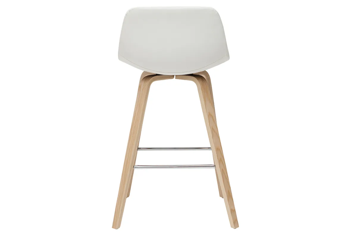 Miliboo Design-Barhocker weiß mit hellem Holz H 65 cm (2er-Set) NONIE* Barhocker