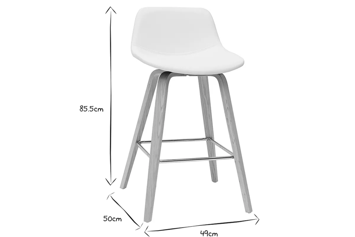 Miliboo Design-Barhocker weiß mit hellem Holz H 65 cm (2er-Set) NONIE* Barhocker