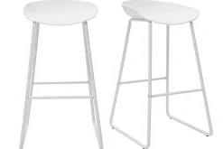 Miliboo Design-Barhocker Weiß mit Metallbeinen (2 Stk.) PEBBLE* Barhocker