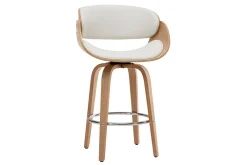 Miliboo Design-Barhocker Weiß und helles Holz 65 cm BENT* Barhocker