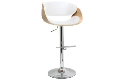 Miliboo Design-Barhocker Weiß und helles Holz BENT* Barhocker