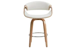 Miliboo Design-Barhocker Weiß und helles Holz 65 cm ARAMIS* Barhocker