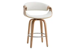 Miliboo Design-Barhocker Weiß und helles Holz 65 cm ARAMIS* Barhocker