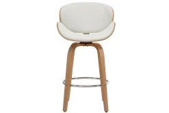 Miliboo Design-Barhocker Weiß und helles Holz 65 cm WALNUT* Barhocker