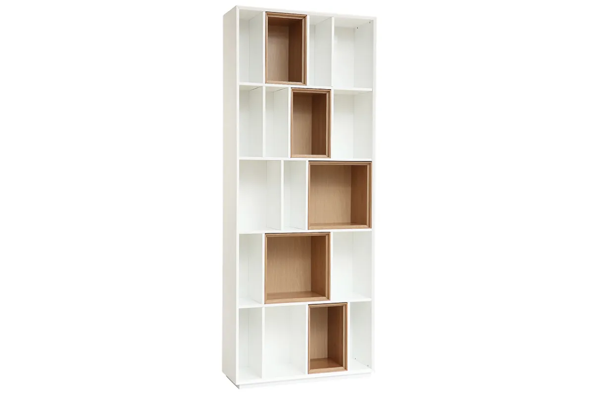 Miliboo Design-Bücherregal anpassbar Weiß und Eiche JAZZ* Bücherregale|Bücherregale