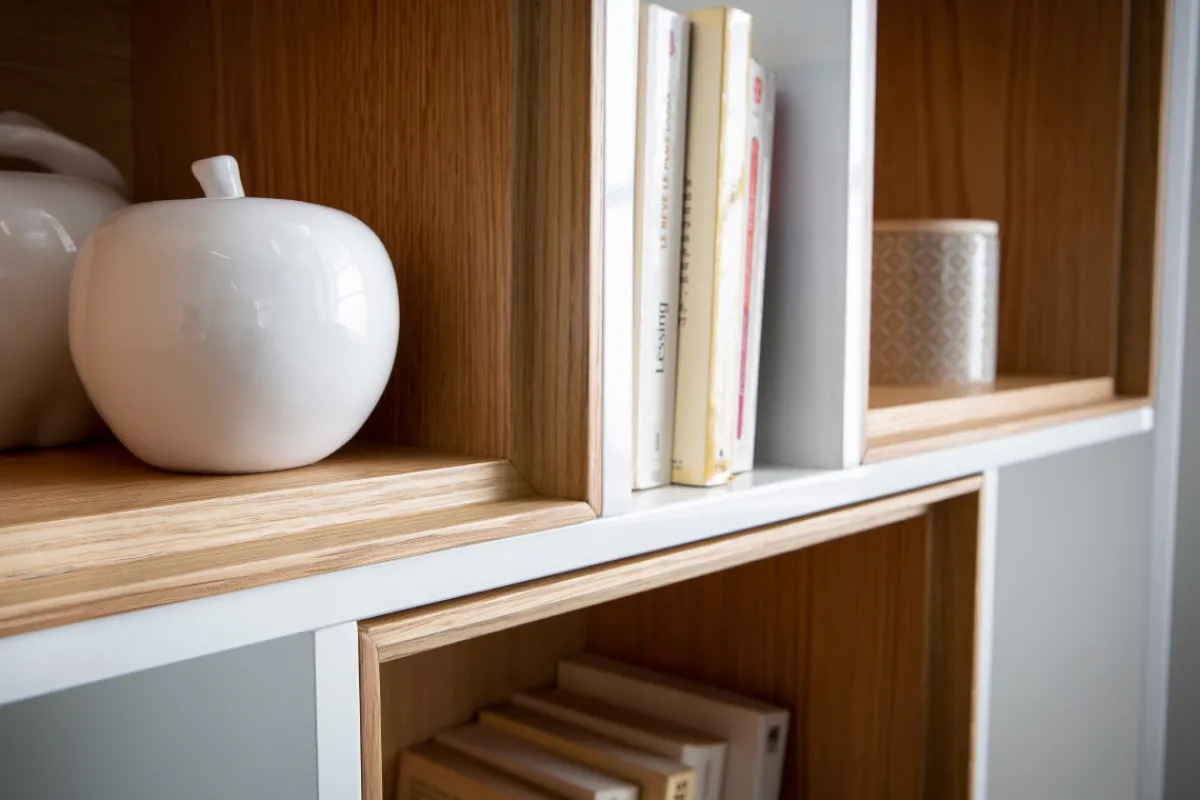 Miliboo Design-Bücherregal anpassbar Weiß und Eiche JAZZ* Bücherregale|Bücherregale