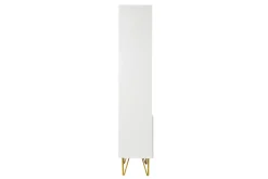 Miliboo Design-Bücherregal graviert matt weiß und goldfarbenes Metall 2 Türen B86 cm OZEN* Bücherregale|Bücherregale