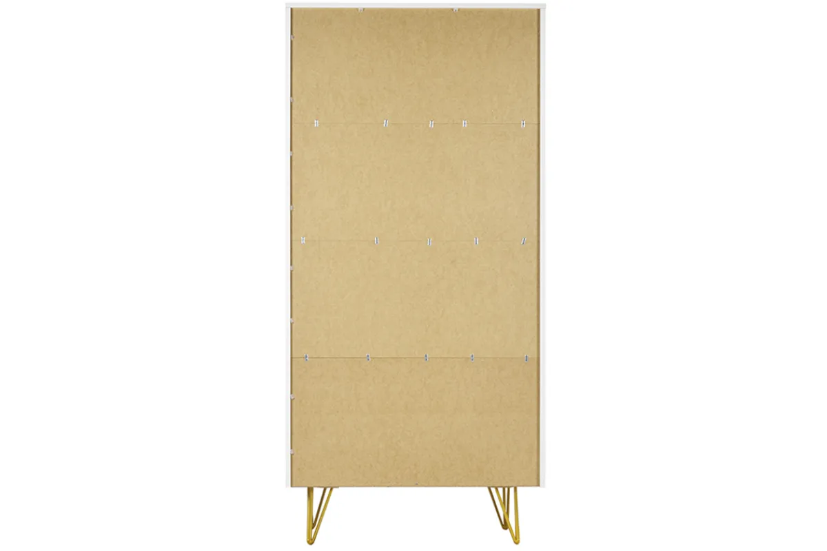 Miliboo Design-Bücherregal graviert matt weiß und goldfarbenes Metall 2 Türen B86 cm OZEN* Bücherregale|Bücherregale