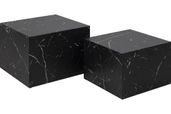 Miliboo Design-Beistelltische mit Marmor-Effekt in Schwarz (2er-Set) CALLA* Couchtische