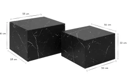 Miliboo Design-Beistelltische mit Marmor-Effekt in Schwarz (2er-Set) CALLA* Couchtische