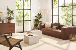 Miliboo Design-Bestelltische mit Travertin-Effekt (2er-Set) CALLA* Couchtische