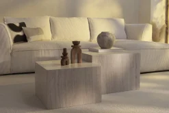 Miliboo Design-Bestelltische mit Travertin-Effekt (2er-Set) CALLA* Couchtische