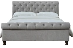 Miliboo Design-Bett 2 Personen 160 cm x 200 cm Samt Grau RILEY* Betten Für Erwachsene