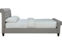 Miliboo Design-Bett 2 Personen 160 cm x 200 cm Samt Grau RILEY* Betten Für Erwachsene