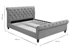 Miliboo Design-Bett 2 Personen 160 cm x 200 cm Samt Grau RILEY* Betten Für Erwachsene