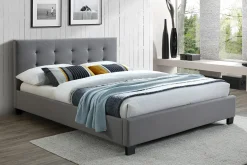 Miliboo Design-Bett gepolstert Stoff Hellgrau 160 x 200 cm DANAE* Betten Für Erwachsene