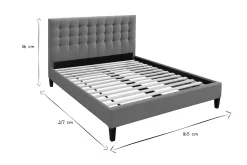 Miliboo Design-Bett gepolstert Stoff Hellgrau 160 x 200 cm DANAE* Betten Für Erwachsene