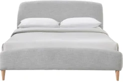 Miliboo Design-Bett Stoff Grau und Holz 160 x 200 cm NIELS* Betten Für Erwachsene