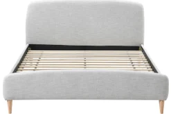 Miliboo Design-Bett Stoff Grau und Holz 160 x 200 cm NIELS* Betten Für Erwachsene