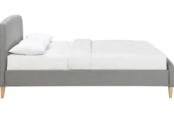 Miliboo Design-Bett Stoff Grau und Holz 140 x 200 cm NIELS* Betten Für Erwachsene