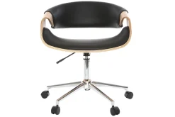 Miliboo Design-Bürosessel ARAMIS, schwarzes PU/helles Holz* Bürostühle|Bürostuhl Zum Kleinen Preis
